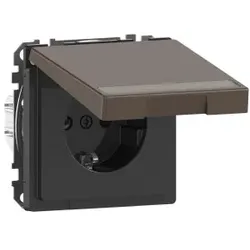 Merten MEG2312-6052 SCHUKO-Steckdose m. Klappd. u. Schriftf., BRS, StK, Moccametallic, System Design MEG23126052