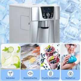 Homcom Eiswürfelmaschine, Ice Maker 9 Eiswürfel in 6-10 Min., 12kg/24h, mit 2L Wassertank, Eiswürfelbereiter mit Selbstreinigungsfunktion, Silber - Silber