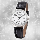 Regent Herrenuhr schwarz Elegant Quarz Analoguhr URF791