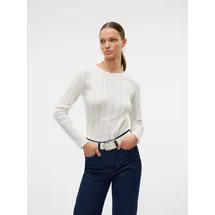 Vero Moda Langarmshirt VERO MODA "VMLISA LS TOP JRS NOOS", Damen, Gr. M, weiß (snow weiß), Jersey, Obermaterial: 100% Baumwolle, unifarben, normal, Rundhals, Shirts Langarmshirt