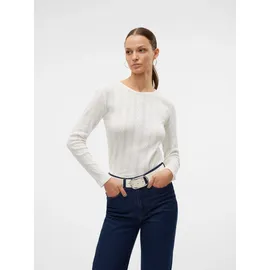 Vero Moda Langarmshirt VERO MODA "VMLISA LS TOP JRS NOOS", Damen, Gr. M, weiß (snow weiß), Jersey, Obermaterial: 100% Baumwolle, unifarben, normal, Rundhals, Shirts Langarmshirt