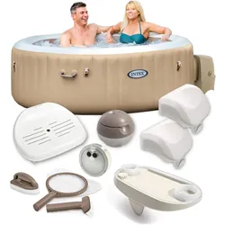 Intex Whirlpool PureSPA Bubble sahara tan 196/145x71cm + umfangreiches Zubehör
