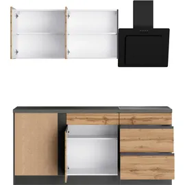 kochstation Winkelküche KS-Riesa L-Form 390 cm braun