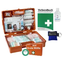 HM Arbeitsmedizin Erste Hilfe Koffer M2 PLUS für Betriebe nach aktueller DIN/EN 13157 von WM-Teamsport - inkl. Notfall-Beatmungshilfe + Verbandbuch & Hygiene-Gel