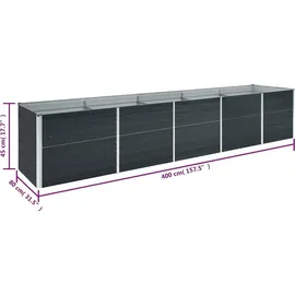 vidaXL Garten-Hochbeet verzinkter Stahl rechteckig 400 x 80 x 45 cm Anthrazit 