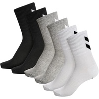 hummel Unisex Hmlchevron 6-pack Socks, WHITE/BLACK/GREY, 14 EU