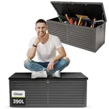 Grindi - Aufbewahrungsbox mit Deckel - Auflagenbox Larus - Gartenbox - Kissenbox 390 L - Outdoor Schrank - Paketbox - Sitzbank mit Stauraum - Gartenhaus - Geräteschuppen - Truhe mit Deckel