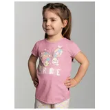 TRIGEMA T-Shirt "TRIGEMA T-Shirt mit buntem Schmetterling-Printmotiv", Mädchen, Gr. 104, lila (lilie), Single Jersey, 100% Baumwolle, Basic, Rundhals, Shirts T-Shirt