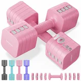 FEIERDUN 5-in-1 verstellbares Hantel-Set, je 10/8/6/4/0,9 kg Handgewichte für Frauen, 1s-Einstellung, Doppel-Stabiles Hantel-Set für Frauen, Zuhause, Fitnessstudio & Outdoor