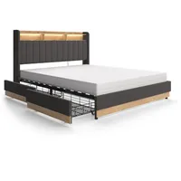 VitaliSpa VitaliSpa® Bettgestell Nura, Anthrazit/Eiche, 160x200 cm mit Matratze