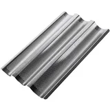 GAUMENKICK Baguetteblech für 3 Brote Baguetteform Knoblauch-/Kräuterbaguette 38cm Edelstahl