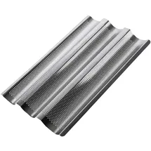 GAUMENKICK Baguetteblech für 3 Brote Baguetteform Knoblauch-/Kräuterbaguette 38cm Edelstahl
