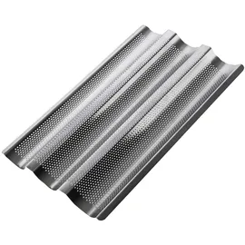 GAUMENKICK Baguetteblech für 3 Brote Baguetteform Knoblauch-/Kräuterbaguette 38cm Edelstahl