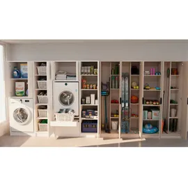 Fackelmann Wäschekorbschrank mit 1 Tür 50 cm x 188,2 cm x 65,1 cm Weiß