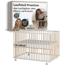 Sämann Laufgitter mit Matratze Cloud Air - weiß/natur - Premium Kollektion | Gr.: 75x100 cm