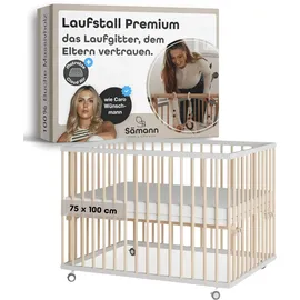 Sämann Laufgitter mit Matratze Cloud Air - weiß/natur - Premium Kollektion | Gr.: 75x100 cm