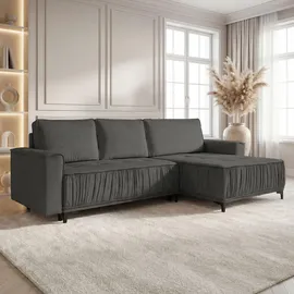 WFL GROUP Ecksofa Samt 4-Sitzer Grau