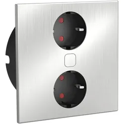 HPF Steckdosenelement Duplex 230V - Ausstattung: 2 Stk. Schukosteckdosen ; Oberfläche: Edelstahl