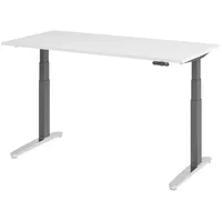 Bümö Schreibtisch Weiß, Graphit, Nachbildung, Rechteckig, 160x74x80 cm, FSC