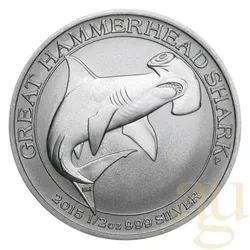1/2 Unze Silbermünze Australien Great Hammerhead Shark - Hammerhai - 2015