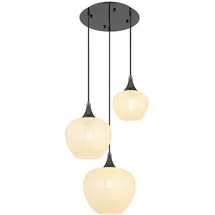GLOBO Pendelleuchte Hängeleuchte Esszimmerlampe Glas 3 flammig schwarz chrom h 120 cm