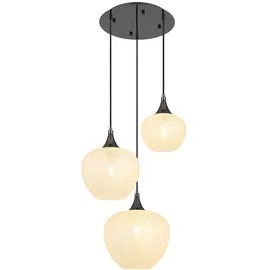 GLOBO Pendelleuchte Hängeleuchte Esszimmerlampe Glas 3 flammig schwarz chrom h 120 cm