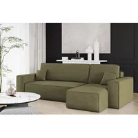 Fun Möbel Ecksofa Schlafsofa Sofa Maris Stoff Poso Olivgrün Ottomane Rechts