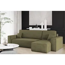 Fun Möbel Ecksofa Schlafsofa Sofa Maris Stoff Poso Olivgrün Ottomane Rechts