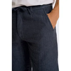 Lindbergh Shorts LINDBERGH, Herren, Gr. L, N-Gr, blau (navy), Web, Obermaterial: 55% Baumwolle, 45% Leinen, unifarben, regular fit kniefrei, Hosen Shorts, Sommerhose mit Taschen