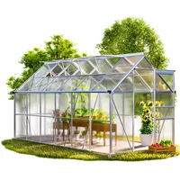 GARDEBRUK® Gewächshaus Aluminium 7,2m2 mit Fundament 380x190cm inkl. 4 Dachfenster Tomatenhaus Treibhaus Anzuchthaus Garten Frühbeet Aufzucht 11,8m3
