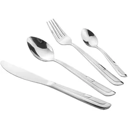 cofi1453® 24 teilig Besteckset Essbesteck Elegant-Design Messer Gabel Löffel Teelöffel Satin Motiv 4