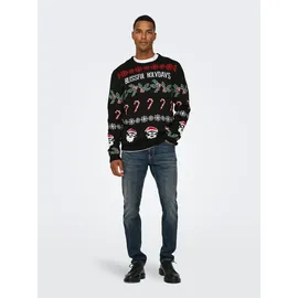 Only & Sons Strickpullover »ONSXMAS REG 5 ALLOVER CREW KNIT«, schwarz