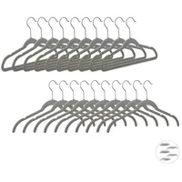 Relaxdays 80 x Samt Kleiderbügel grau