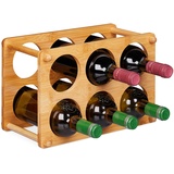 Relaxdays Weinregal, Bambus, 6 Flaschen, Weinständer für Küche, Keller, Wohnzimmer, Weinablage HBT 21x32x18,5 cm,