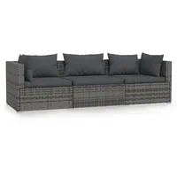 vidaXL Polyrattan Lounge-Sofa grau inkl. Kissen 317511