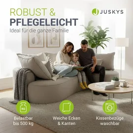 Juskys Sofa Tirano - Ecksofa L-Form, inkl. Kissen, 4-Sitzer Eckcouch, Samt Beige &