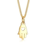 Elli PREMIUM Hamsa Hand Herz Symbol Talisman 585 Gelbgold Ketten Damen