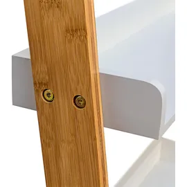 Relaxdays Leiterregal BAMBOO Weiß,Hellbraun