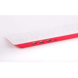 Raspberry Pi® RPI-KEYB (ES)-RED/WHITE USB Tastatur Spanisch, QWERTY Weiß, Rot USB-Hub