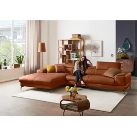 W.Schillig Ecksofa »piedroo, Designsofa mit tollem Sitzkomfort, bequem und elegant, L-Form«, Kopfteilverstellung, wahlweise mit Sitztiefenverstellung, Breite 343cm braun