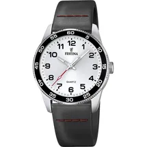 Festina F16906/A 34mm Edelstahlgehäuse Silber Silikonarmband Schwarz