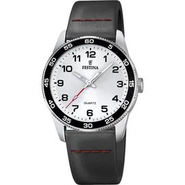 Festina F16906/A 34mm Edelstahlgehäuse Silber Silikonarmband Schwarz