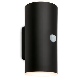 Briloner - LED Wandlampe Akku Bewegungsmelder, Dämmerungssensor, 20 sek. Timer, Aussenlampe, Wandleuchte aussen, LED Strahler, Außenleuchte, Außenwandleuchte, 15,5x7x8,5 cm (HxBxT), Schwarz