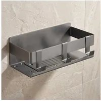 Dekazia DEKAZIA® Duschablage ohne Bohren Grau – Duschregal & Duschkorb selbstklebend – Badregal, Shampoo Halterung & Badezimmer Aufbewahrung – Starke Duschablage grau matt