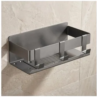 Dekazia DEKAZIA® Duschablage ohne Bohren Grau – Duschregal & Duschkorb selbstklebend – Badregal, Shampoo Halterung & Badezimmer Aufbewahrung – Starke Duschablage grau matt