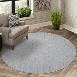 Teppich CARPET CITY "FLAIR138", grau, H:11mm Ø:200cm, Obermaterial: 50% Polyester, 50% Polypropylen, Teppiche, Kurzflor-Teppich, Skandi-Stil