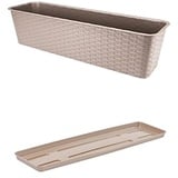 VERDENIA Rattan Blumentopf Blumenkübel Balkonblumentopf Dekorativer Topf für Außenbereich 60cm Karamell und Blumentopf Untersetzer Blumentopfuntersetzer 60cm Karamell