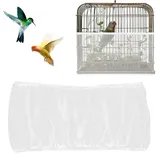 JEYORZY 1 pcs Vogelkäfig Abdeckung, Einstellbar Vogelkäfig Abdeckung, Vogelkäfig Samenfänger, Schutznetz für Vogelkäfig, Papageien Nylon Mesh Geeignet für Käfige mit einem Umfang von 80-110cm, Weiß-S