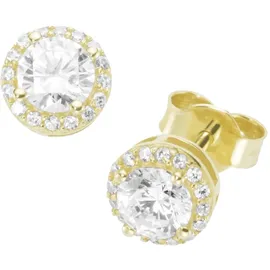 Luigi Merano Paar Ohrstecker LUIGI MERANO "in runder Form mit Zirkonia, Gold 375", weiß, Ohrringe, Damen, Gelbgold 375