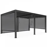Oviala Pergola, Grau, Metall, Rechteckig, 266x250x574 cm, Sonnen- & Sichtschutz, Pavillons & Pergolas, Pergolas